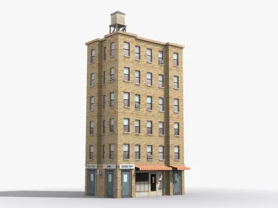 Apartment Building x20 Low-poly 3D model