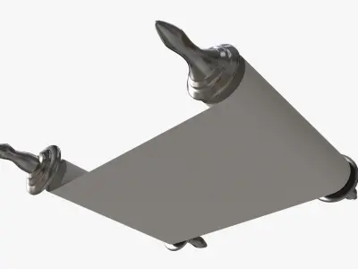 Ancient Scroll With Metal Rods clean 01 3D model