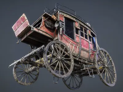 Stagecoach - Gameready - UE 5 - CGI Low-poly 3D model