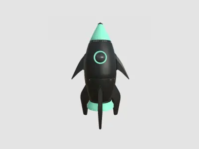Cartoon Spaceship 02 Black Green - Spacecraft Vehicle SciFi Low-poly 3D model