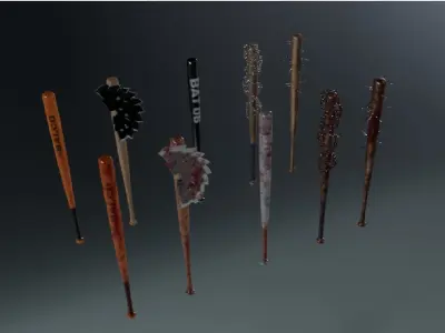 POST APOCALYPTIC MELEE WEAPON SET 3D Model Pack