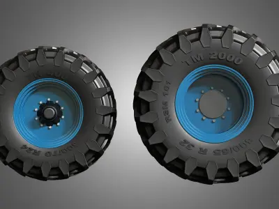 Tractor Tires  and Rims - T01 3D model
