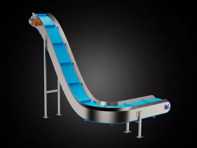 Industrial Conveyor Curved Cad Model Step  3D model