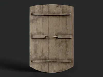 Slavic square wooden shield-painted black God symbol Low-poly 3D model