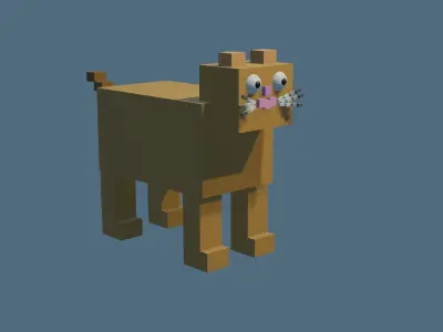 3DCat minecraft pixel cat Low-poly 3D model