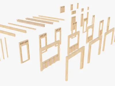 Prefab Timber Frame Wall Panels Modular Construction Kit 3D model