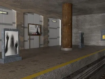 Abandoned Ghost Metro Subway Station In Horror Style 3D model