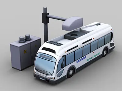 Electric Bus Pack 3 Low-poly 3D model
