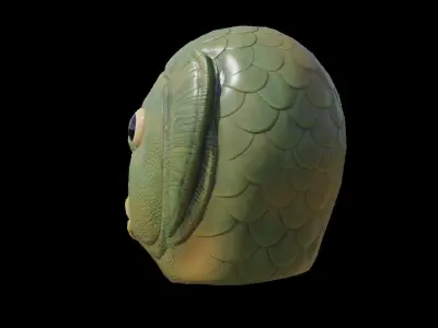 GreenFishMask Lowpoly-Highpoly mask of fish Low-poly 3D model