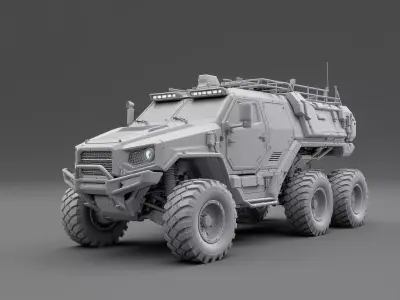 Armored 6x6 Military Personnel Carrier Low-poly 3D model