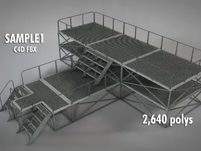 Galvanized Metal Stages Low-poly 3D model