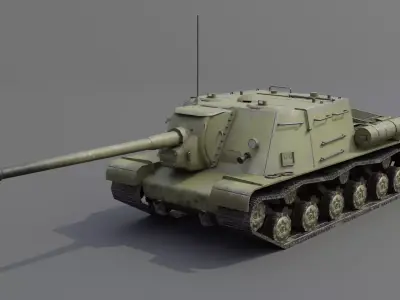 ISU-122 Tank Destroyer Low-poly 3D model