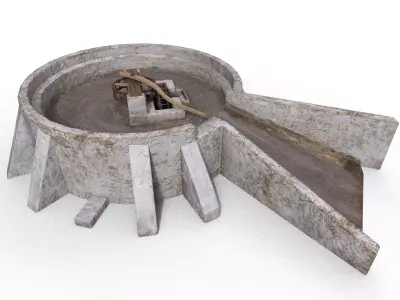 Blood Waterwheel  18th Century Horror Machine Low-poly 3D model