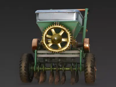 Realistic Spring Seeding Machine 3D Model Low-poly 3D model