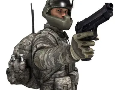 US Army Soldier Low-poly 3D model