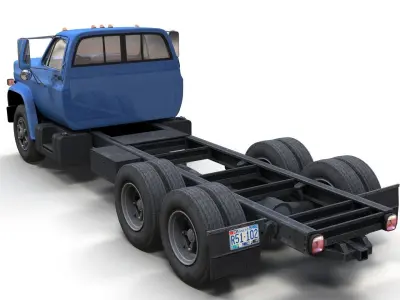 80s industrial frame truck Low-poly 3D model