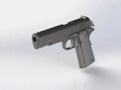 Gun M1911-A1 all Parts Assembled 3D model