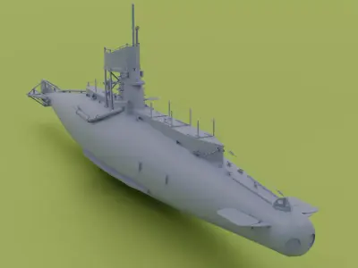 British B-Class submarine Low-poly 3D model