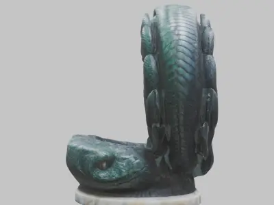 Marble Serpent Snake Sculpture Jade Carved Reptile Low-poly 3D model