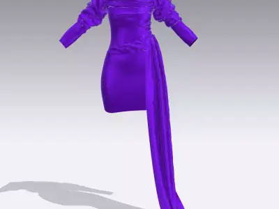DRESS PURPLE  DRAPED LOOK STYLE FASHION 3D model