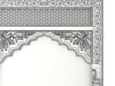 RH HAND-CARVED INDIAN LOTUS MIRROR 3D model