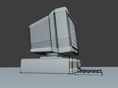 Old computer pc desktop and keyboard Low-poly 3D model Low-poly 3D model
