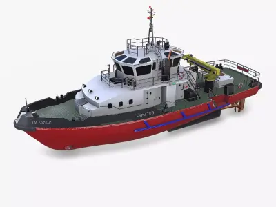 Fast Responsive Tugboat Low-poly PBR Low-poly 3D model