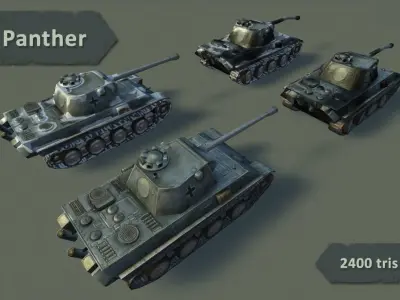 Panther Tank Pack Low-poly 3D model