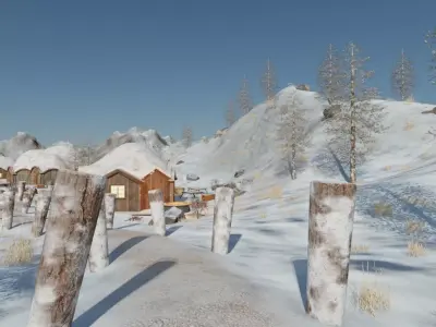 Snowy Village Landscape 3D model