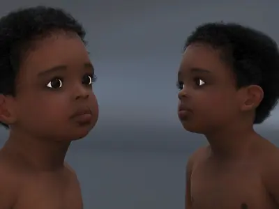 African Baby Boy Wearing Diaper Sitting 3D model