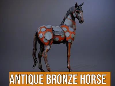 Antique Bronze Horse model pack Low-poly 3D model
