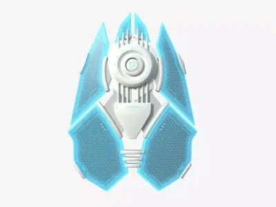 SciFi Shield A02 White Blue - Sci Fi Weapon Design Low-poly 3D model