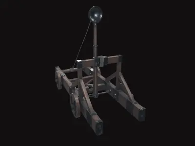 Medieval Catapult V01 New Low-poly 3D model