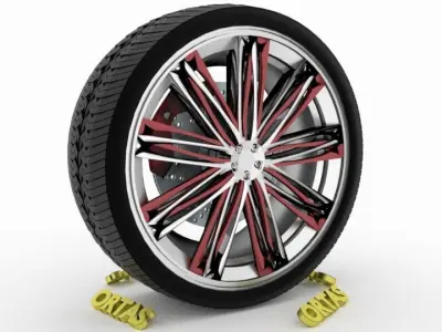 ORTAS CAR WHEEL RIM 105 GAME READY WHEEL RIM TIRE 3D model