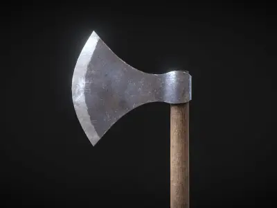 Danish Medieval Viking Two Handed Axe Low-poly 3D model