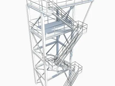 Yellow Stair Industrial Tower 05 3D model