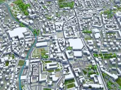 Rybnik Poland 30km Low-poly 3D model