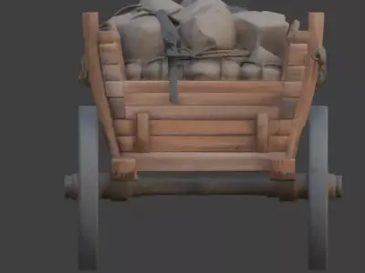 Viking Wooden Cart 3D Model v02 Low-poly 3D model