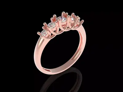 Five Round Diamond Engagement Ring 3D print model