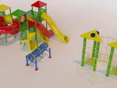 03 water park slides Low-poly 3D model