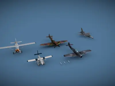 Military Aircrafts Low-poly 3D model