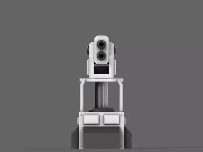 PBR Turret Gun 02 White Low-poly 3D model