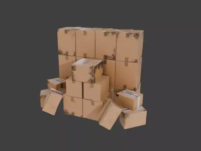 Cardboard Fortress Low-poly 3D model