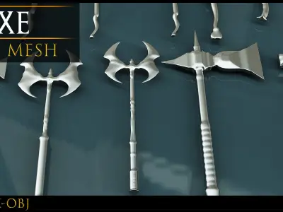 41 Models Of Weapons - Cold Weapons-Axe Base Mesh - 3D -Vol 12 Low-poly 3D model