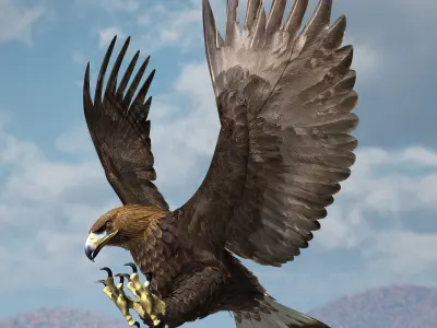 Golden Eagle - rigged - animated standard PBR VRAY 3D model