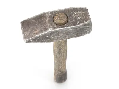 Old Hammer - Highpoly Low-poly 3D model