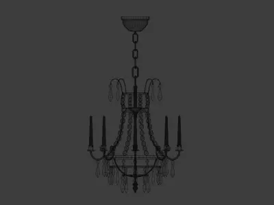 CHANDELIER gold and crystal 3D model