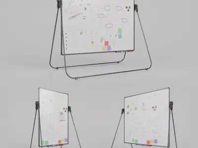 Professional U Stand Whiteboard Trio-Customizable Writing Boards 3D Model Pack