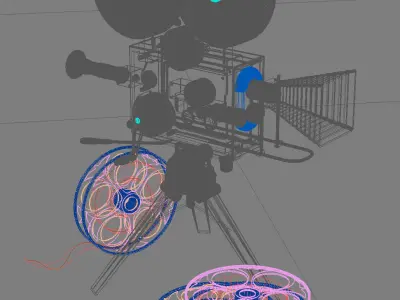Vintage movie camera and film 3D model
