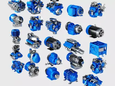 Ultimate Industrial Engines And Mechanical Motors Collection 3D model